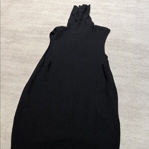 Max Studio Black Ribbed Sleeveless Mock Neck Tank